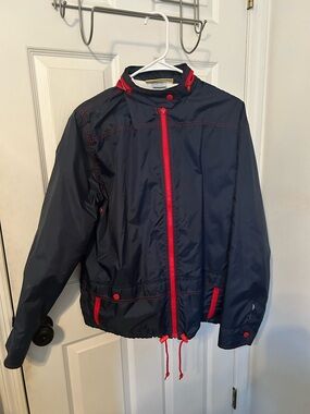 90's Delia's "Spill Breaker" Jacket By Spill XL Nylon Blue Hood Lined Pockets
